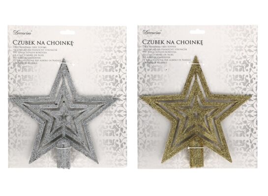 Czubek na choinkę z brokatem 19 cm mix