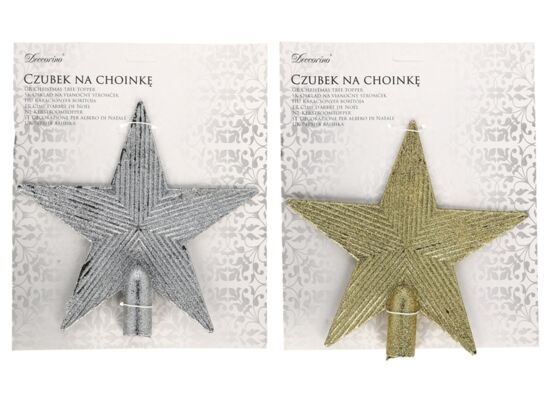 Czubek na choinkę z brokatem 19 cm mix