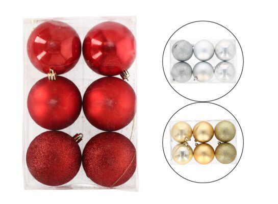 Bombki plastikowe 7 cm 6szt. Mix