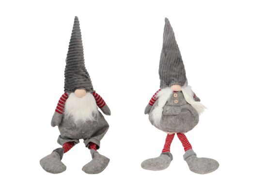 Figurka tekstylna krasnal Pan Pani 27 x 18 x 80 cm szaro-czerwona mix