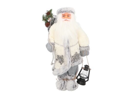 Figura tekstylna Mikołaj 45 cm biało-szary