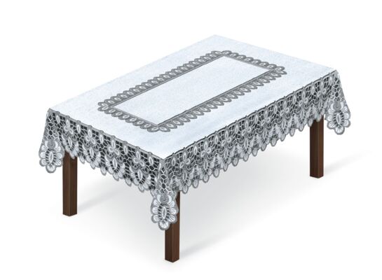 Obrus żakardowy 120 x 160 cm biało-szary