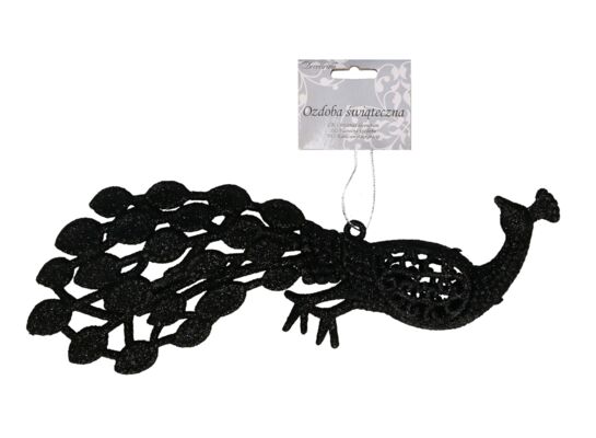 Zawieszka paw 19 cm czarny
