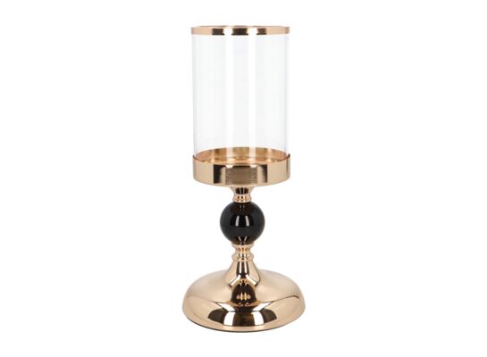 Lampion szklany 13,5 x 30,5 cm złoto-czarny