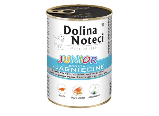 Karma mokra dla psa BOGATA W JAGNIĘCINĘ JUNIOR 400 g Dolina Noteci