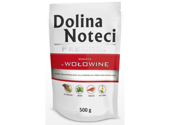 Karma mokra dla psa BOGATA W WOŁOWINĘ 500 g Dolina Noteci