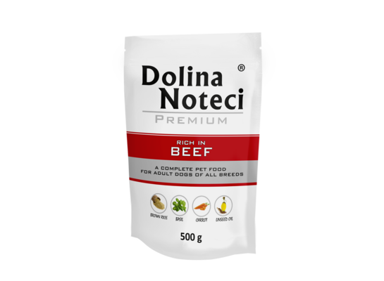 Karma mokra dla psa BOGATA W WOŁOWINĘ 500 g Dolina Noteci