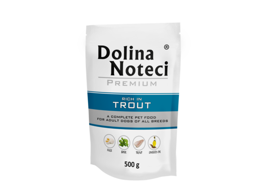 Karma mokra dla psa BOGATA W PSTRĄGA 500 g Dolina Noteci