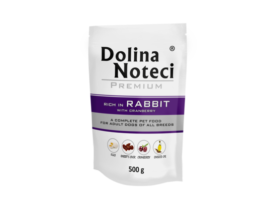 Karma mokra dla psa BOGATA W KRÓLIKA 500 g Dolina Noteci