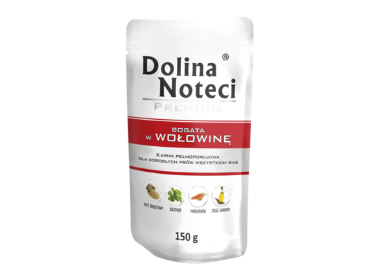 Karma mokra dla psa BOGATA W WOŁOWINĘ 150 g Dolina Noteci
