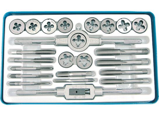 Komplet gwintowników i narzynek 5-12 mm 24 szt. kaseta