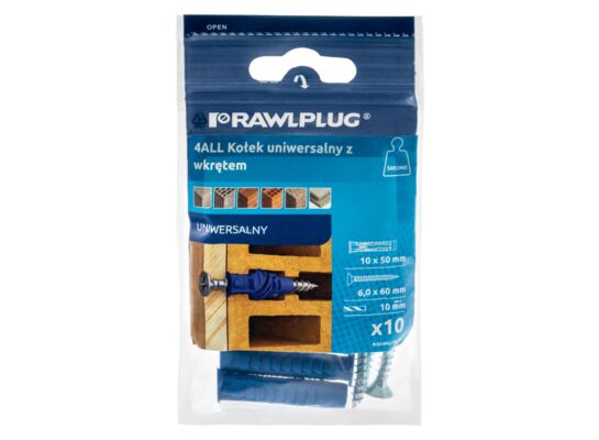 Kołek uniwersalny 4ALL 10 x 50 mm z wkrętem, 10 szt.