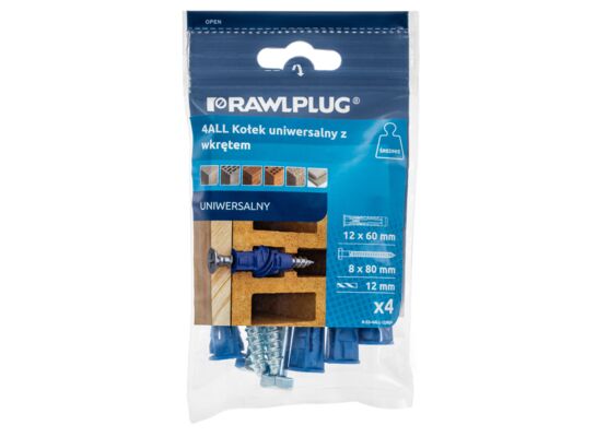 Kołek uniwersalny 4ALL 12 x 60 mm z wkrętem, 4szt.