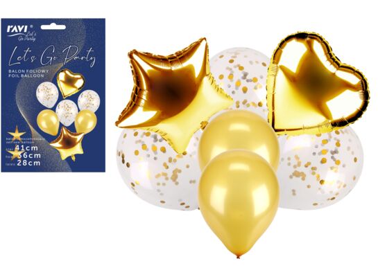 Bukiet balonów foliowych LGP złoty, biały 7 szt.