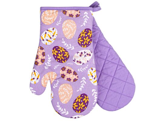 Komplet rękawic kuchennych Festive Eggs 19 x 30 cm fiolet