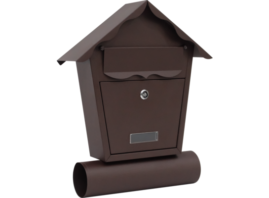 Skrzynka na listy DOMEK C5 z tuba brąz mat