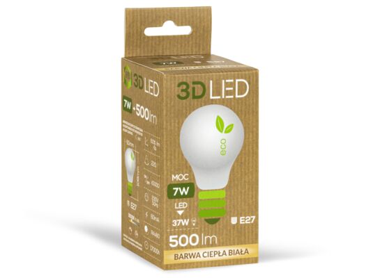 Żarówka ledowa 3LED tradycyjna E-27 7W barwa ciepła