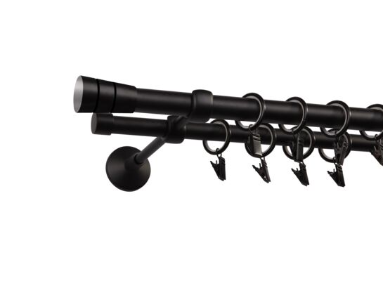 Karnisz podwójny Siena II 200 cm 19/16 mm czarny mat