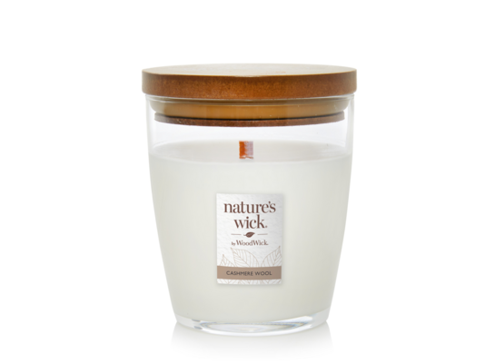 Świeca w szkle z drewnianym knotem Nature`s Wick by WoodWick Cashmere Wool