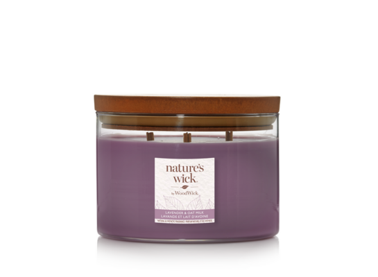 Świeca w szkle z 3 drewnianymi knotami Nature`s Wick by WoodWick Lavender & Oatmilk
