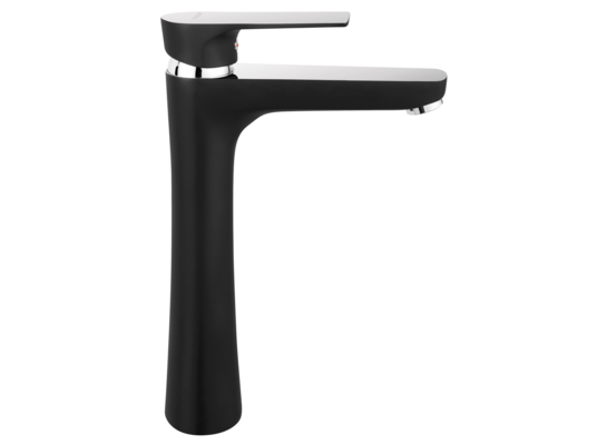 Bateria umywalkowa nablatowa czarna PLATTO chrom