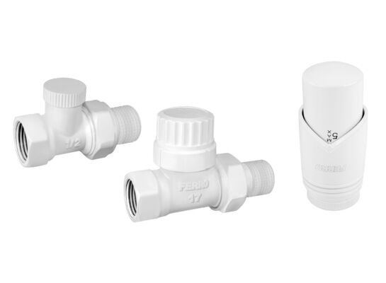 Zestaw termostatyczny prosty z głowicą biały