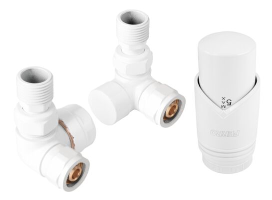 Zestaw termostatyczny osiowy z głowicą biały