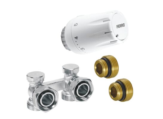 Zestaw termostatyczny kątowy do grzejników dolnozasilanych z głowicą GT11