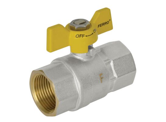 Zawór kulowy gazowy 1/2" GW-GW typ G18 z motylkiem i woreczkiem