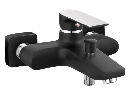 Bateria wannowa czarny PLATTO chrom