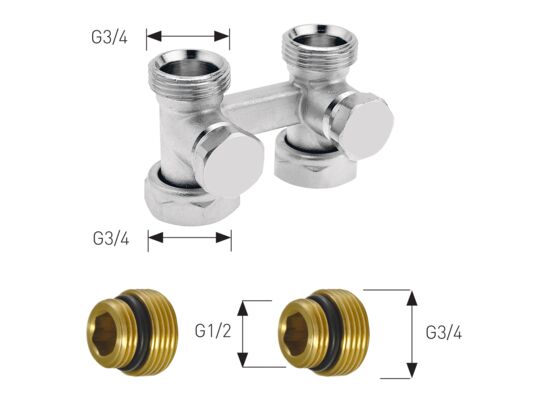 Zawór przyłączeniowy grzejnika "V" z nyplami prosty