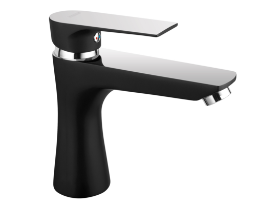 Bateria umywalkowa stojąca czarny PLATTO chrom