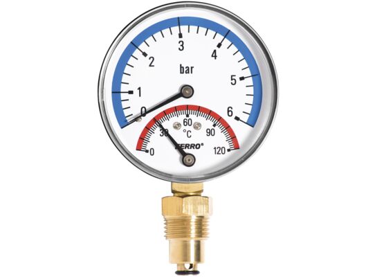 Termomanometr 80 mm 1/2" radialny 0-6BAR, 0-120 STC