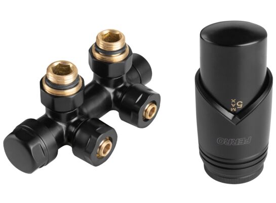 Zestaw termostatyczny zespolony kątowy czarny