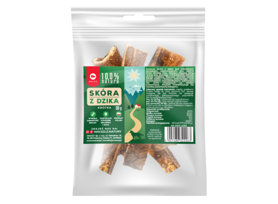 Przysmak skóra z dzika krótka 100% natura 50 g Maced