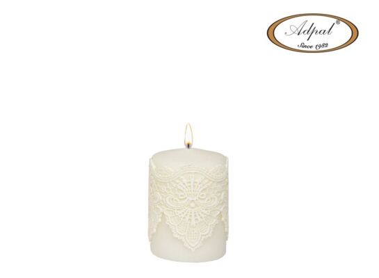 Świeca pieńkowa 10 x 7 cm koronka IV lakier matowy biała