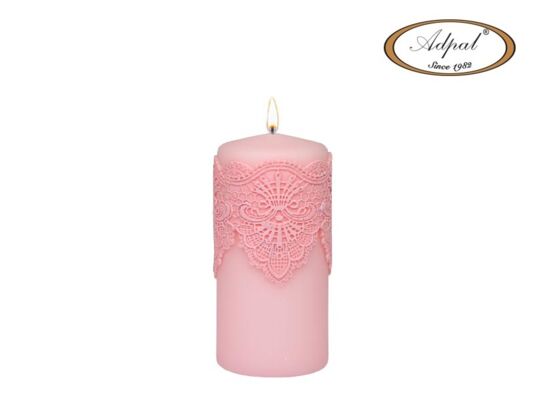 Świeca pieńkowa 15 x 7 cm  koronka IV lakier matowy jasny różany