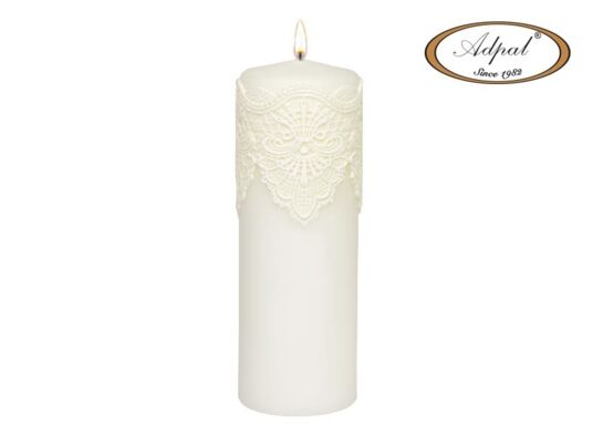 Świeca pieńkowa 20 x 7 cm koronka IV lakier matowy biała
