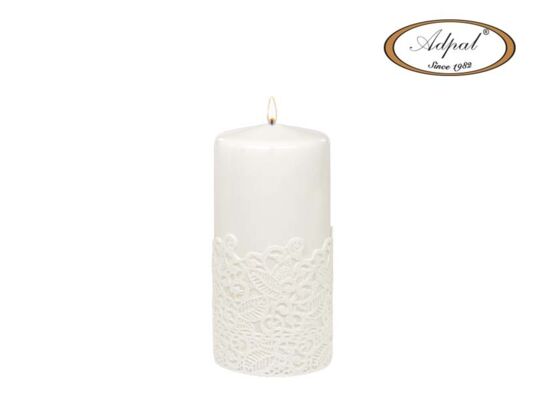 Świeca pieńkowa 15 x 7 cm koronka V lakier biała