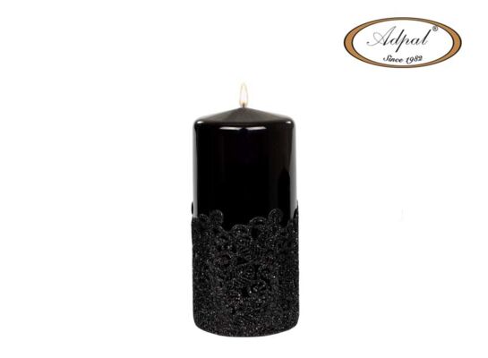 Świeca pieńkowa 15 x 7 cm koronka V lakier czarna