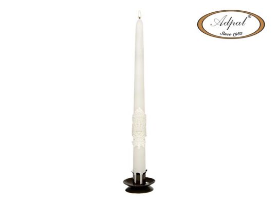 Świeca familijna długa 29 x 2,2 cm koronka IV lakier matowy biała
