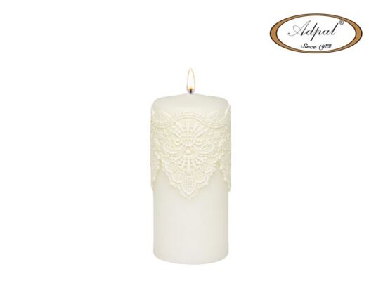 Świeca pieńkowa 15 x 7 cm koronka IV lakier matowy biała