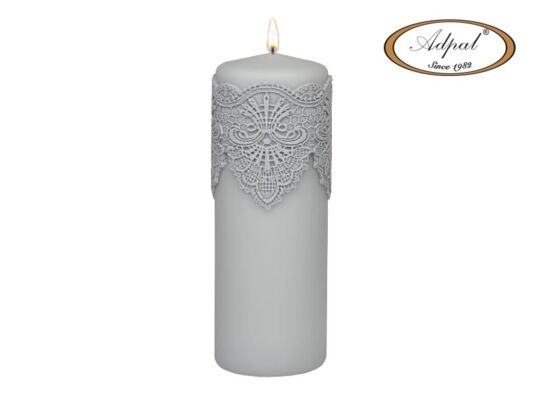 Świeca pieńkowa 20 x 7 cm koronka lakier matowy jasny popiel