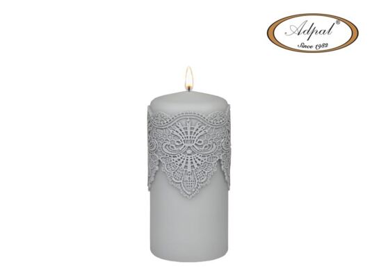 Świeca pieńkowa 15 x 7 cm koronka IV lakier matowy jasny popiel