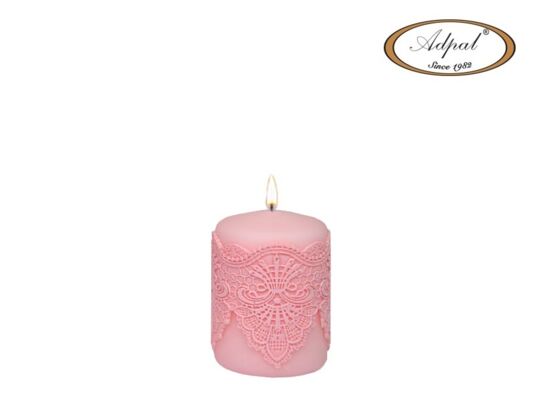 Świeca pieńkowa 10 x 7 cm koronka IV lakier matowy jasny różany