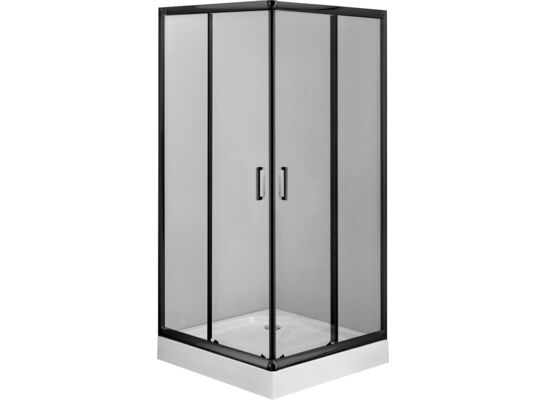 Kabina prysznicowa kwadratowa NERO 80 transparentna + brodzik