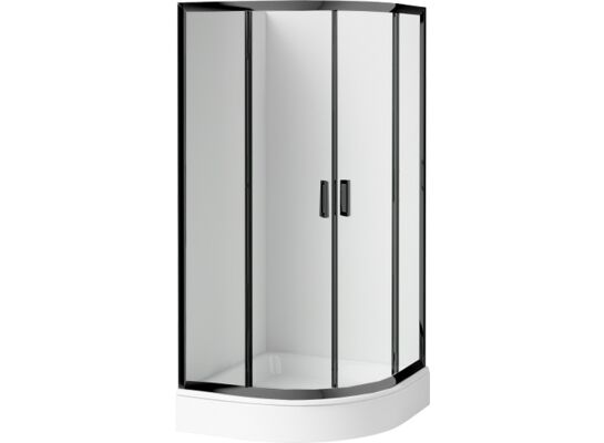 Kabina prysznicowa półokrągła NERO 90 transparentna + brodzik