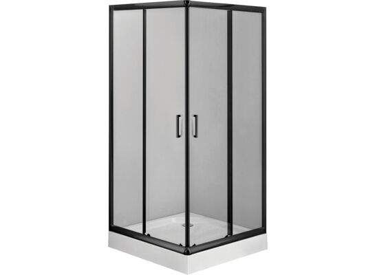 Kabina prysznicowa kwadratowa NERO 90 transparentna + brodzik