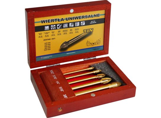 Wiertło uniwersalne tytanowane 4 - 10 mm, zestaw: 5 sztuk Condor