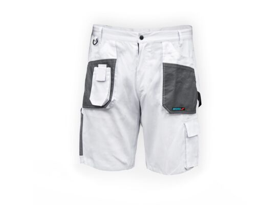 Szorty ochronne DEDRA BH4ST-S S/48, białe, White line 190g/m2